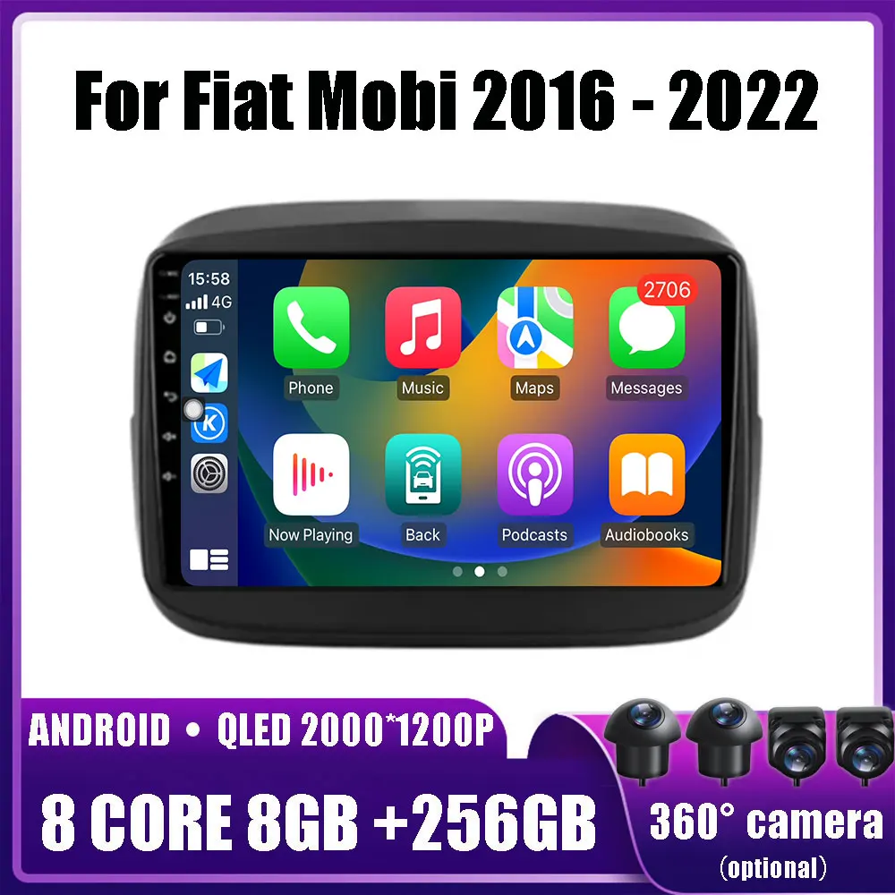 

Автомобильный мультимедийный плеер 2 din, Android 14 для Fiat Mobi 2016-2022, стерео, GPS-навигация, BT, Wi-Fi, DVD, 4G