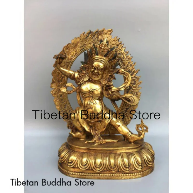 

13"China Old Antique Tibetan Buddhism temple Bronze gilt Vajrapani Buddha statue