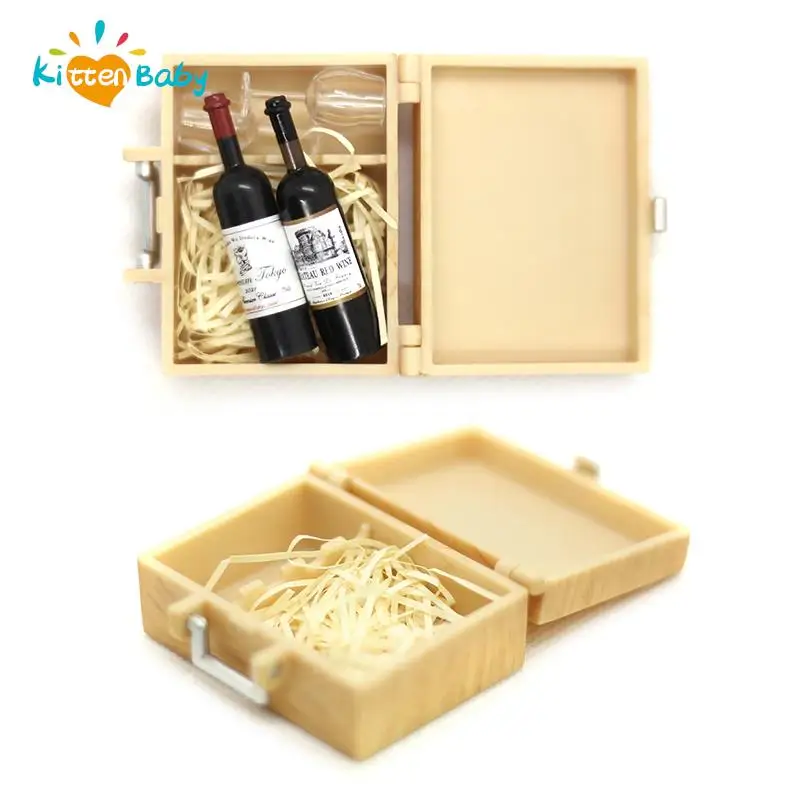 

Dollhouse Miniature Vintage Wooden Wine Box Storage Gift Box General Purpose Wine Packaging Box Vintage Wooden Storage Case Toy