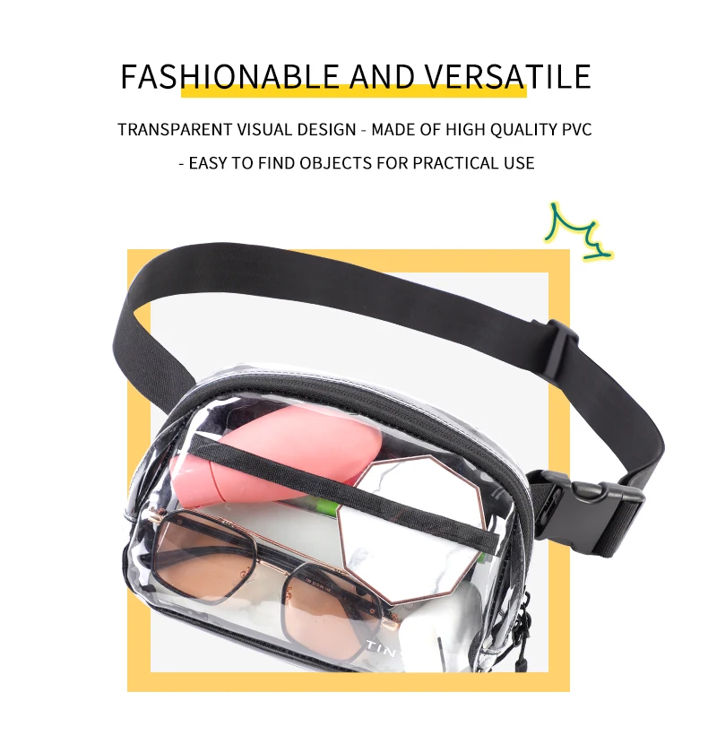 TINYAT Klar Taille Tasche Frauen Geldbörse Große Telefon Fanny Pack Sport Reise Damen Gürtel Tasche Pouch Transparente PVC Banana Bum tasche – Detail 3