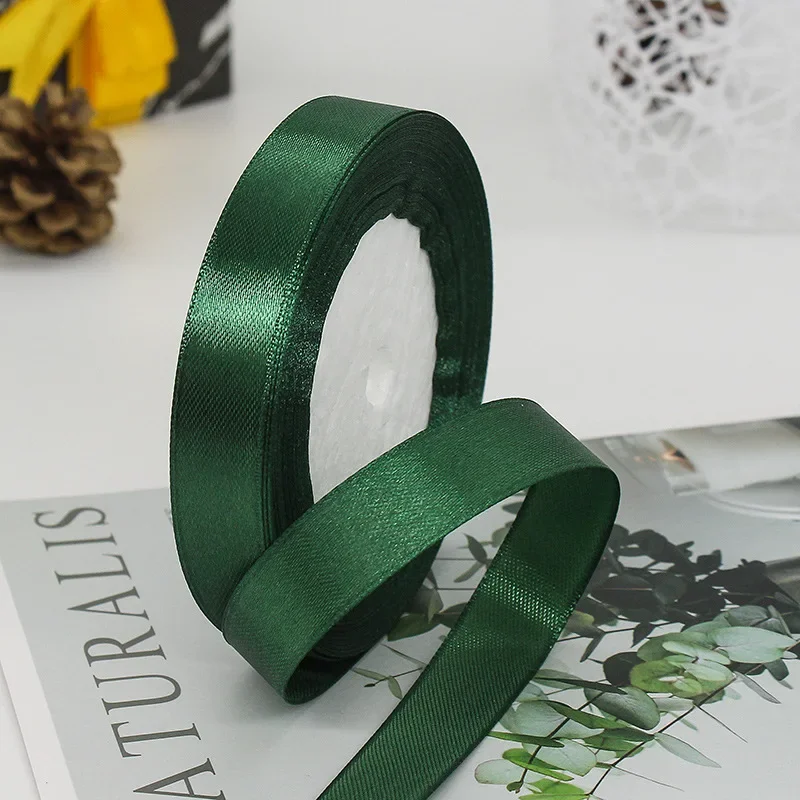 Solid Color Satin Ribbons - Handmade DIY Accessories for Weddings and Gift Wrapping (25 Yards)