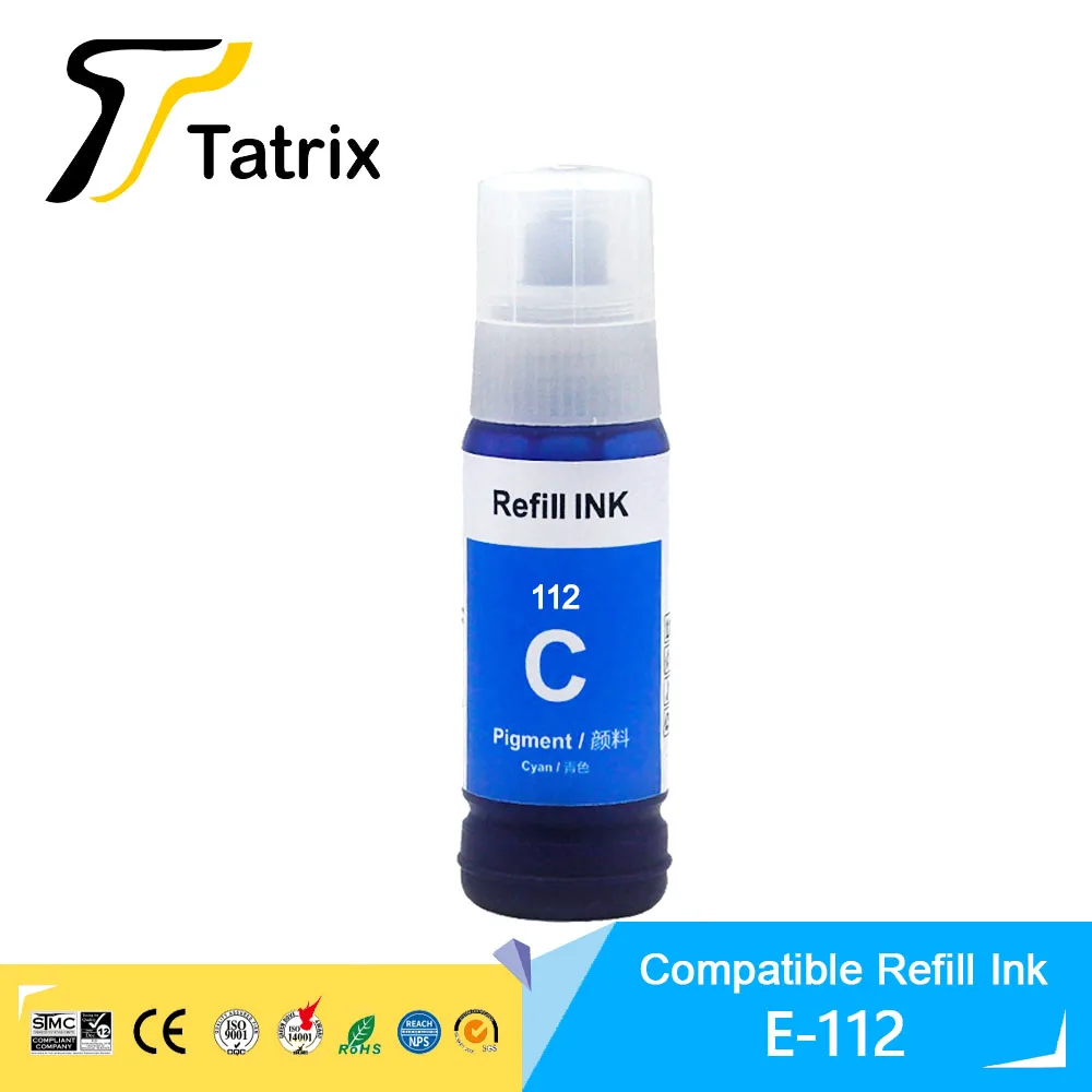 Tatrix Refill Ink For Epeon 112 T112 Refill ink for Epson Ecotank L6550/6570/ L6580/L11160/ L15150/L15160/M15140 Printer dye ink kit ink refill kit dye ink refill inkjet printer ink ink cartridge refill kit ink refill
