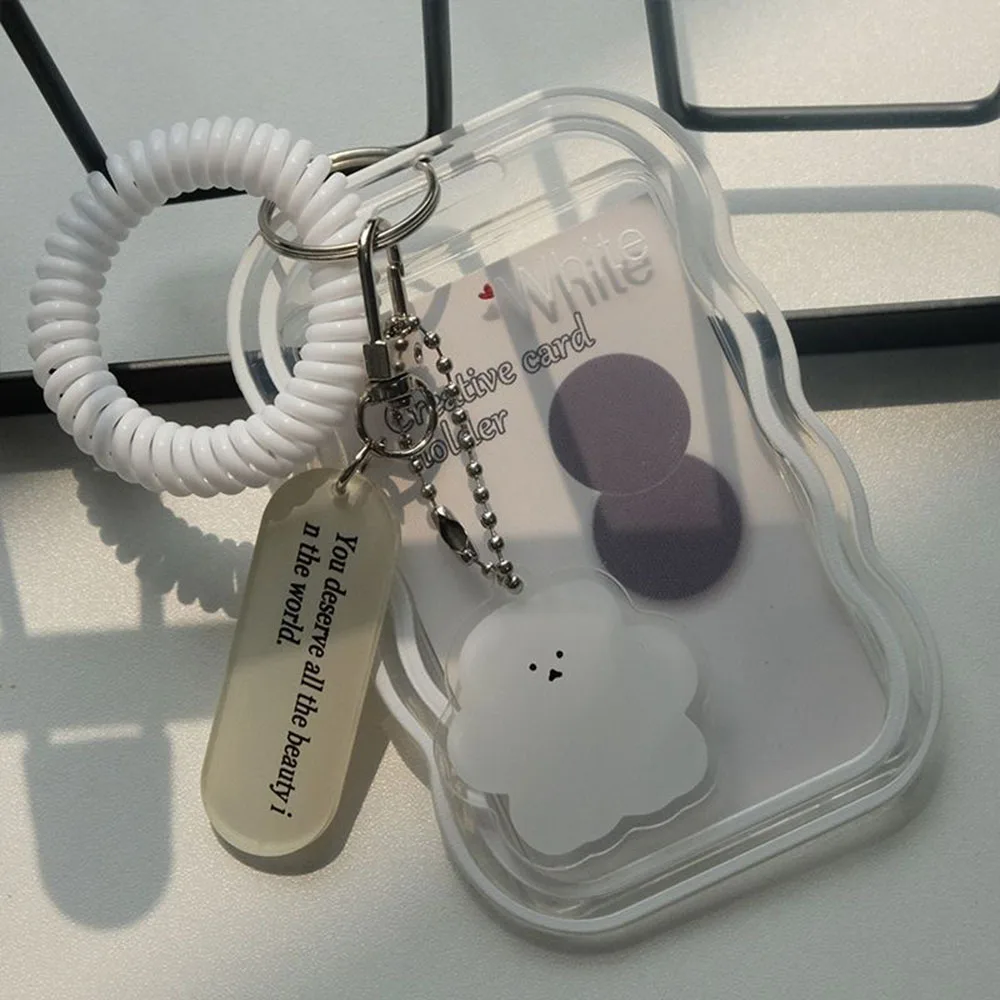 INS Transparent Photocard Holder with Spring Keychain Idol Photo Protective Case 3 Inch Photo Card Holder Student ID Card Cover 6