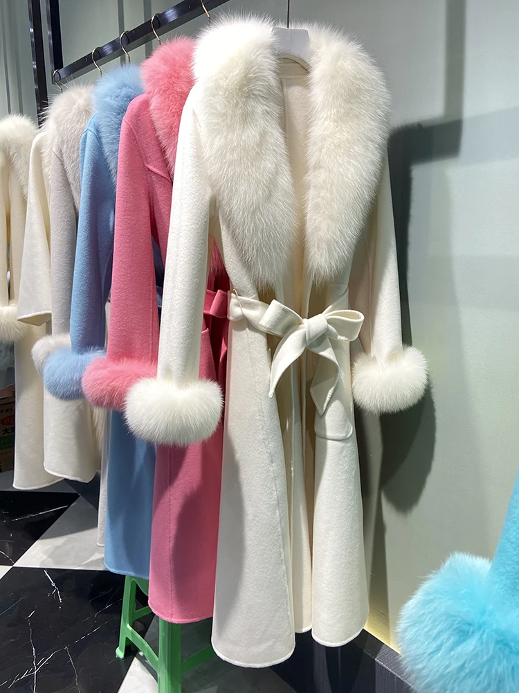 New Arrival Female Women Winter Real Fox Fur Collar Outerwear Jacket Coat  Length 75cm - AliExpress