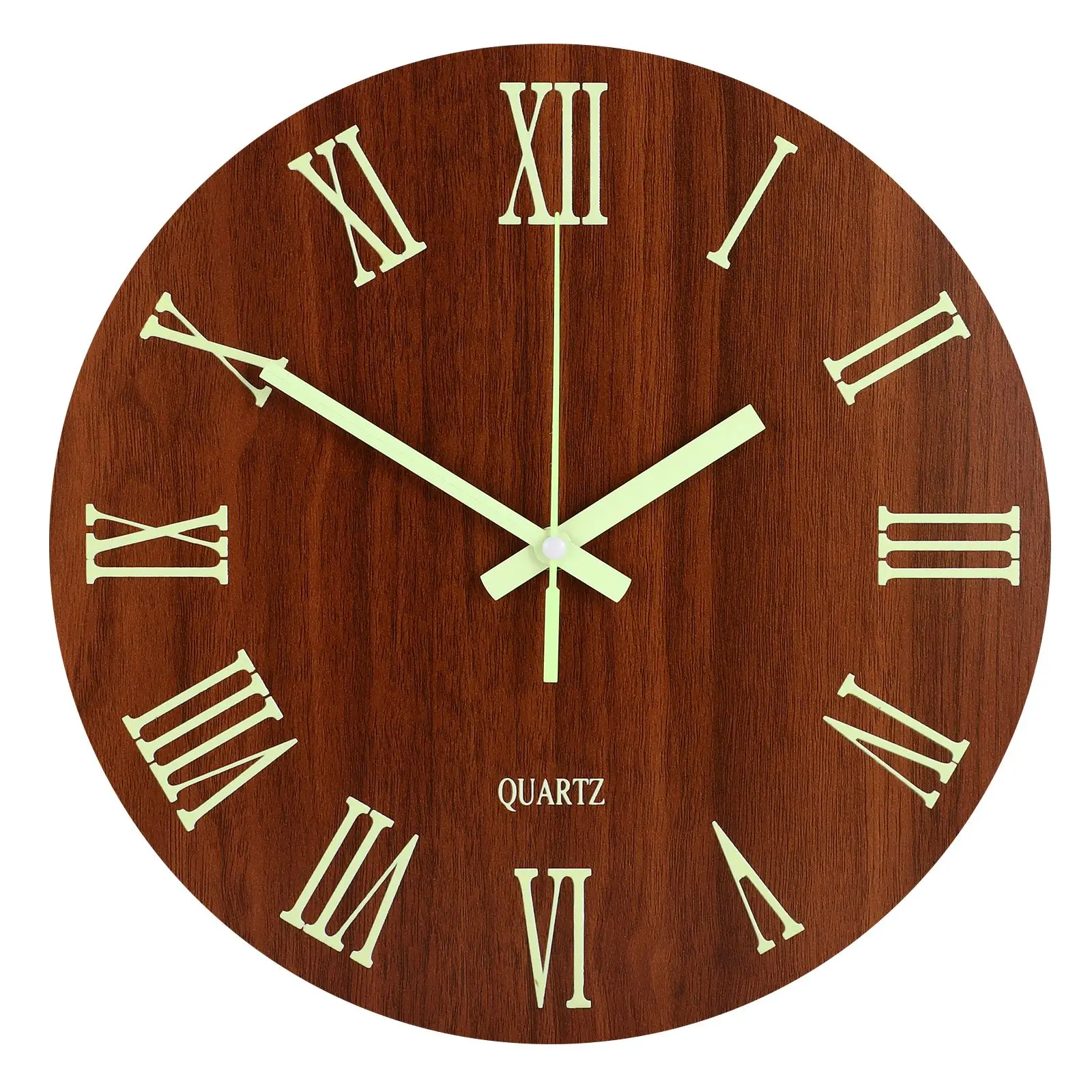 

12Inch Wooden Luminous Wall Clock Dark Glowing Number Hanging Slient Digital Clocks Modern Watches Decoration For Living Room