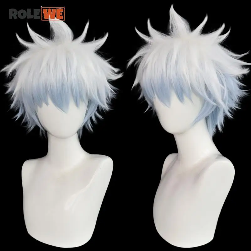 Amine Gintama Sakata Gintoki Parrucche Cosplay Silver Soul 30Cm Parrucca Sfumata Resistente Al Calore Capelli Sintetici Parrucche Di Halloween