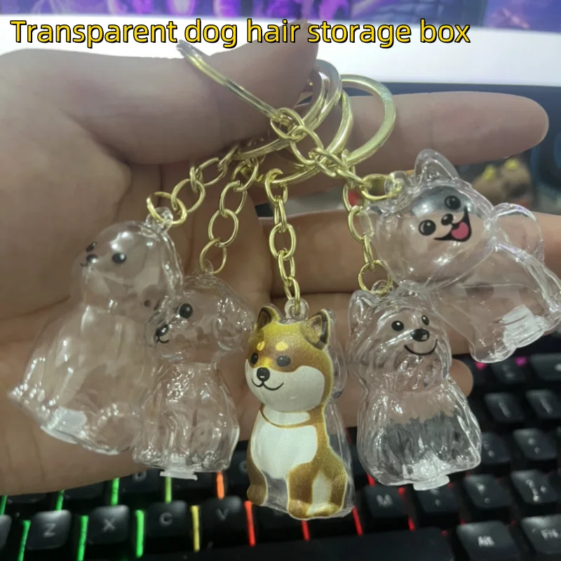 Dog Hair Keepsake Dog Hair Keychain Dog Hair Collector Keychain Charm Memorial Storage Box Transparent Pet Fur Keepsake Capsule Dog Hair Holder Keyring Cute Pet Hair Collection Bottle M Hair Charms Dog