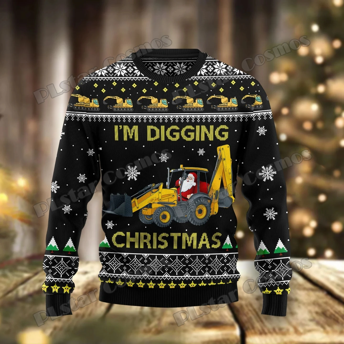 PLstar Cosmos I'm Digging Christmas 3D-gedruckter modischer hässlicher Weihnachtspullover für Herren, Winter, Unisex, lässiger Strickpullover, MYY39 – Detail 9