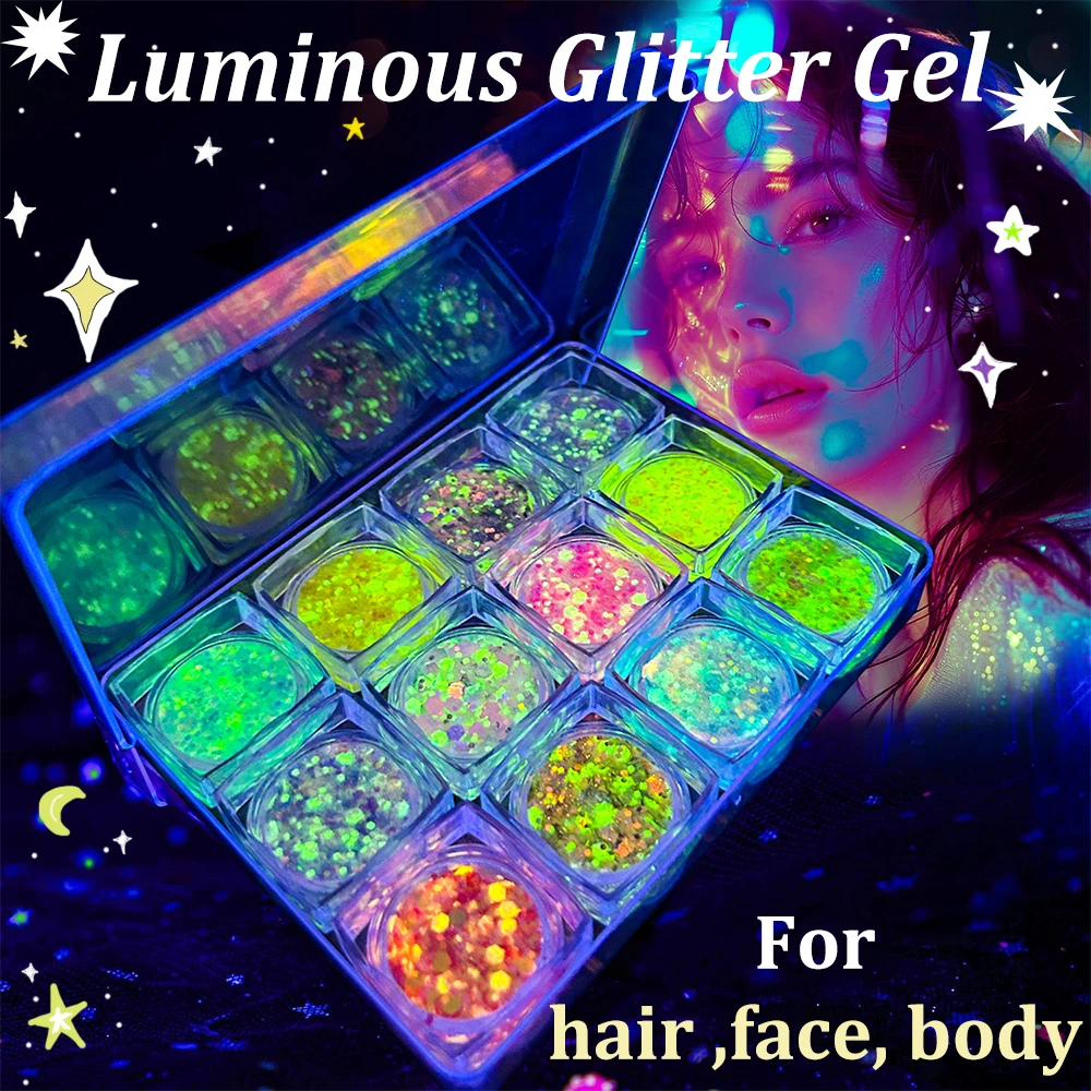 Luminous Glitter Gel - UV Glow Waterproof Makeup