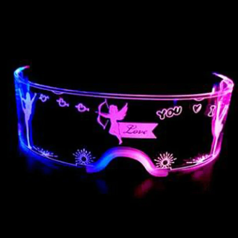 Hot Sale LED Luminous Glasses Electronic Visor Light Up Glasses Creative Technology Luminous Party LED Future 7 Colors