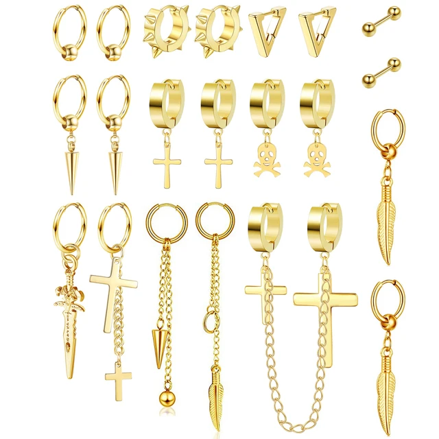 Top 159+ gold dangle earrings for men super hot esthdonghoadian