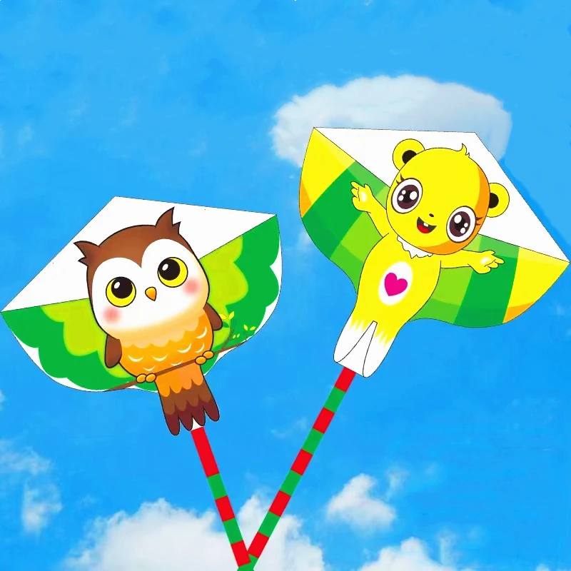new children kites flying toys ripstop nylon fabric with handle line outdoor game toys flying bear delta kites