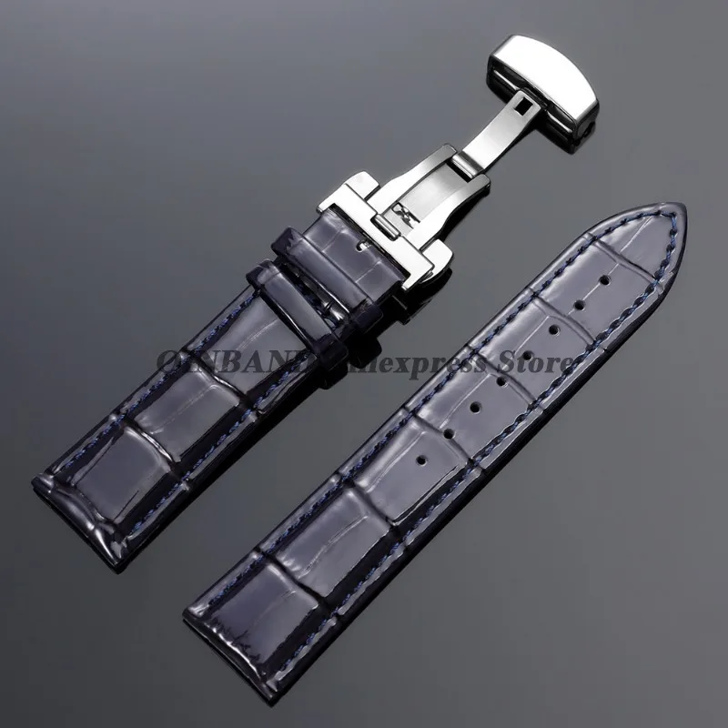 Vintage Genuine Leather Butterfly Clasp Watchband - Premium Replacement Straps