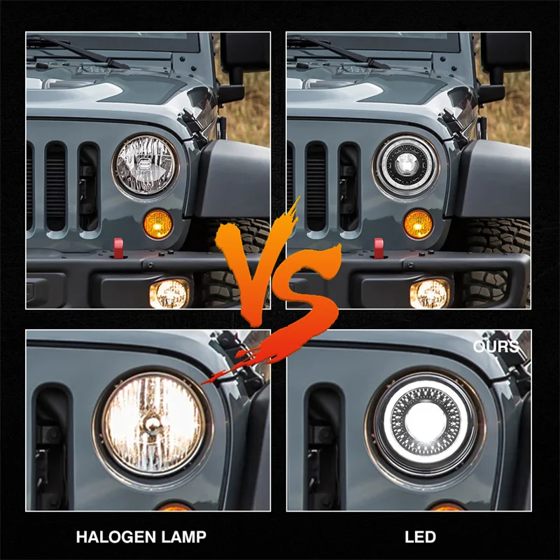 Phare LED 7 pouces pour Jeep Wrangler JK, feu de course 6000K, 4x4,  approuvé par points, pour Lada Niva Urban, yeux d'angle hors route