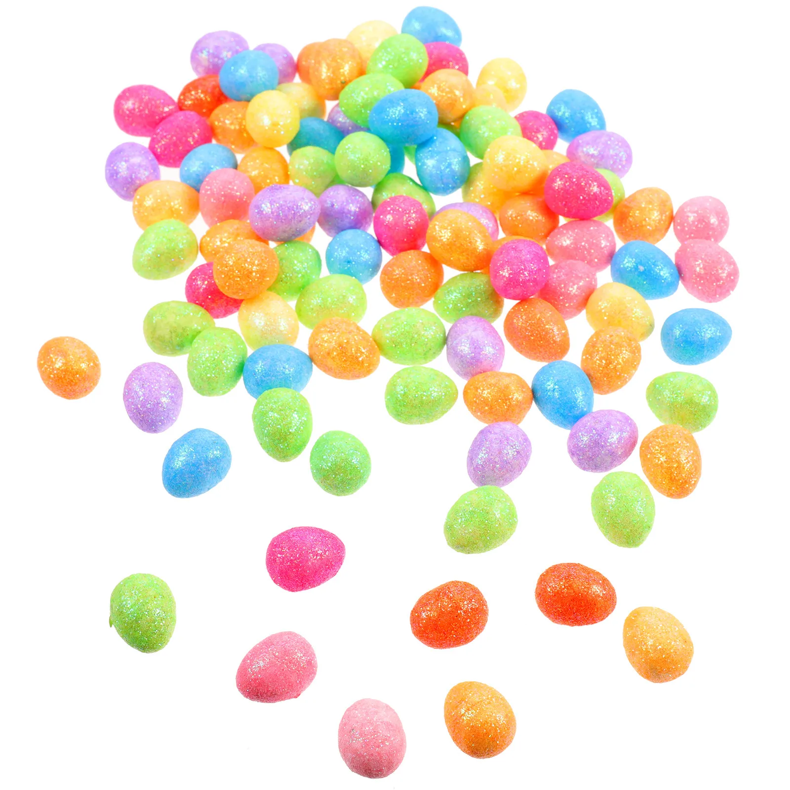 100Pcs 미니어처 폼 부활절 달걀 대량 반짝이는 축제 장식 DIY 공예 달걀 부활절 장면 소품 재사용 가능한 휴일 홈 장식품