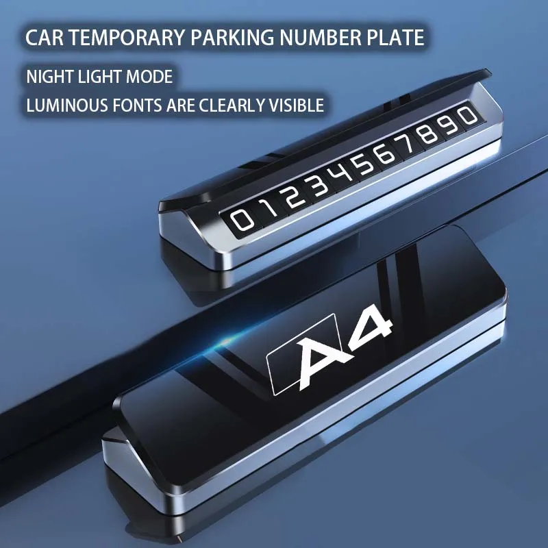 

Car Metal Mobile Phone Temporary Parking Number Plate for Audi A4 A5 A6 A7 4C 4G C5 C6 C7 C8 2019 2023 2024 Car Accessories Logo