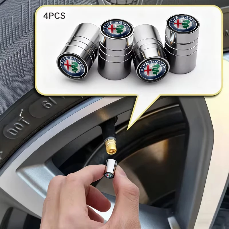 Sleek Car Tire Valve Caps and Keychain Set