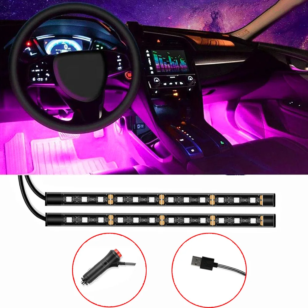 Bande lumineuse d'ambiance pour intérieur de voiture, 24led, Kit de rétro-éclairage 5V USB, lampe néon d'ambiance décorative automatique, accessoires de véhicule