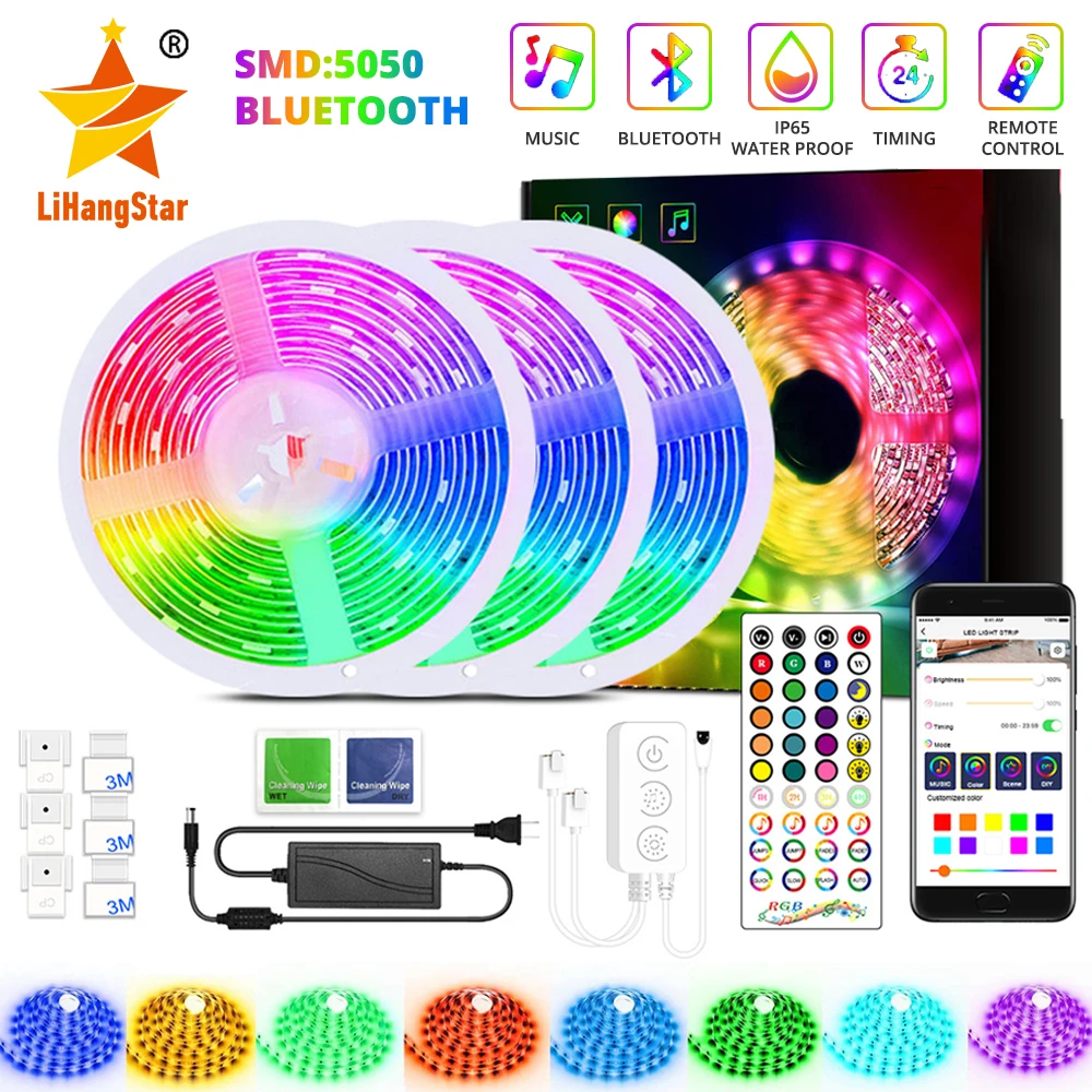 Bluetooth Led Light Bar 5M-30M 5050RGB Light Bar Music Sync APP Control DIY TV Backlight Bedroom Decorative Flexible Ribbon