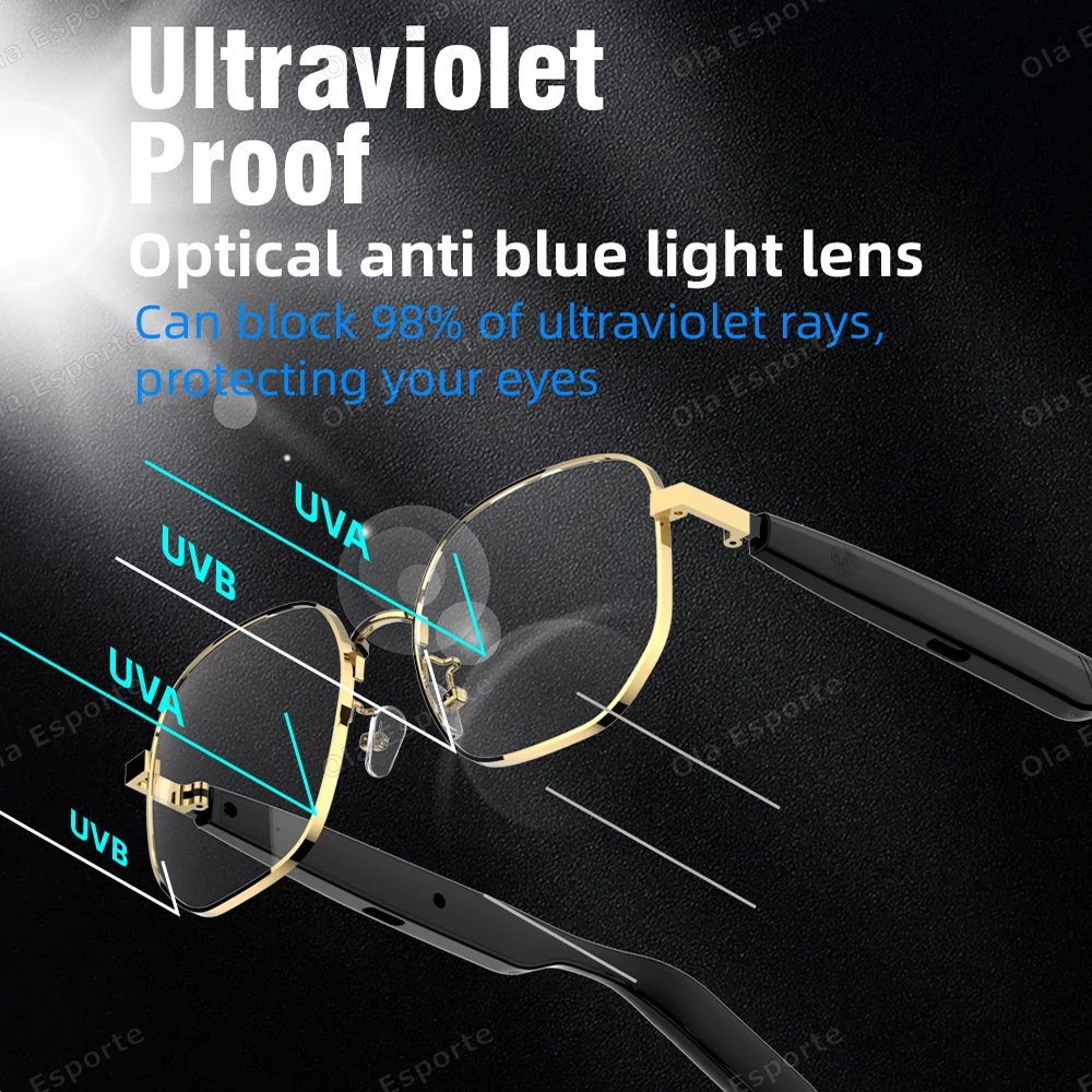 Smart Anti Blue Light Glasses Bluetooth Earphones Intelligent Calls Music Sound Quality Voice Assistant Long Battery Glasses New, Alina Gadgets