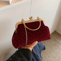 Luxury Design Women's Evening Clutch Purse Dinner Party Ladies Small Clip Shoulder Bag Handbags Retro Female Chain Crossbody Bag