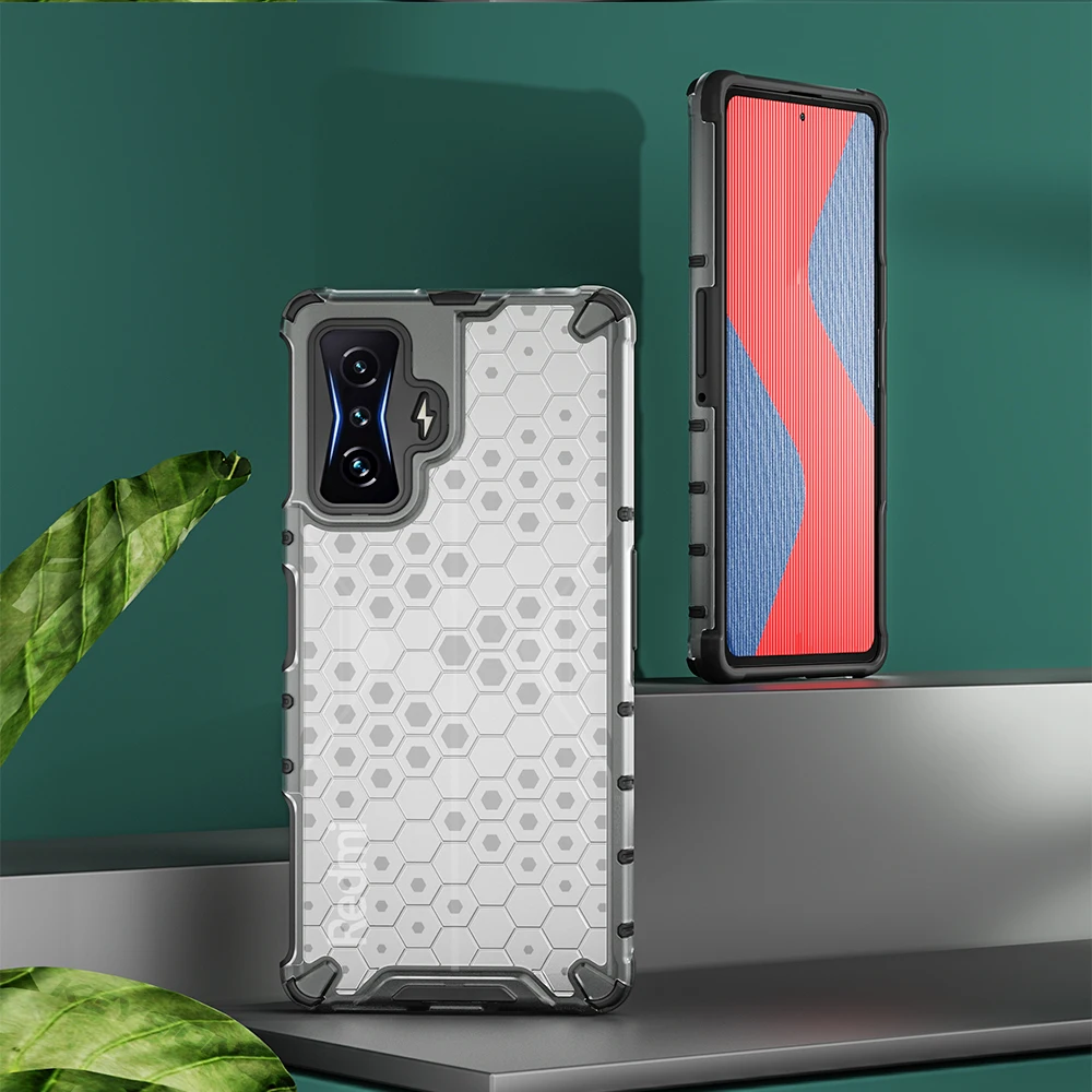 KEYSION ütésálló páncéltok POCO F4 GT F3 5G átlátszó méhsejt telefonhoz hátlap Xiaomi Redmi K50 Gaming K4 készülékhez_voghion.com