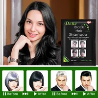 Dexe – shampoing pour cheveux noirs rapides, 5 minutes, devenir rapide, teinture pour cheveux noirs, herbe, soins capillaires naturels, restauration, colorant, 10 pièces 4