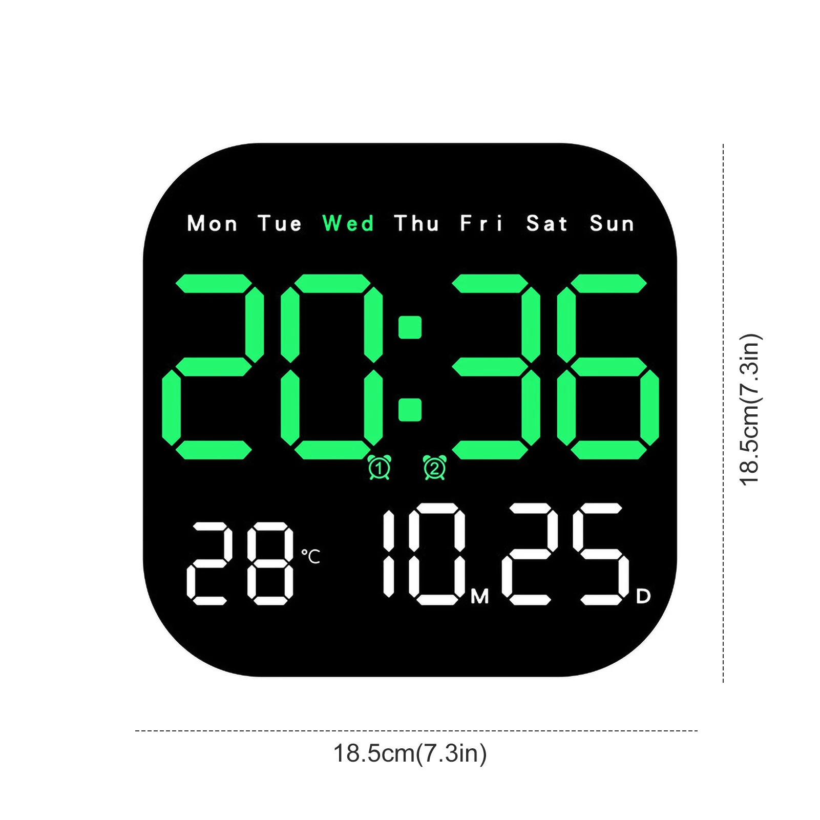 Digital Wall Clocks Temperature Date Week Dispaly Electronic Table Clock 12/24H Wall-mounted LED Alarm Clock Remote Control