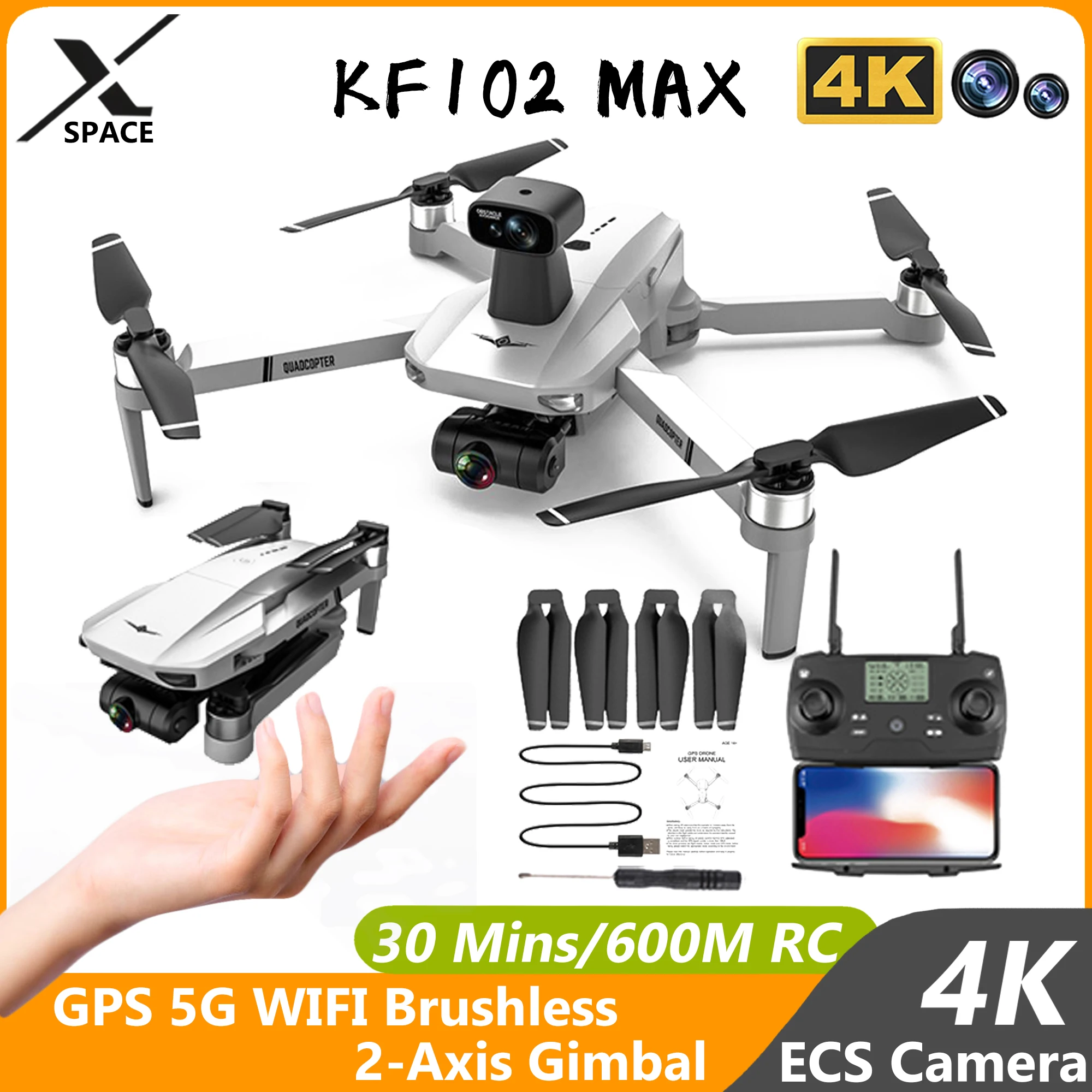 Новый Дрон KF102 Max 4K HD GPS профессиональная камера FPV 2-осевой карданный бесщеточный двигатель Квадрокоптер радиоуправляемый самолет Дрон игрушки
