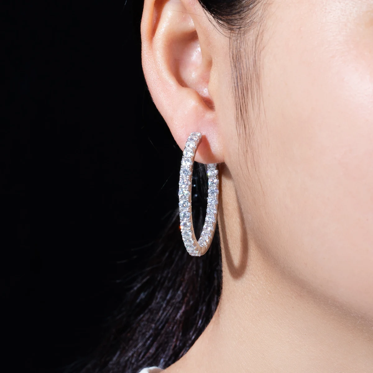 AnuJewel 3mm 5.6cttw D Color Moissanite Big Hoop Earrings 925 Sterling Silver Luxury Huggie Earring For Women Jewelry Wholesale 6