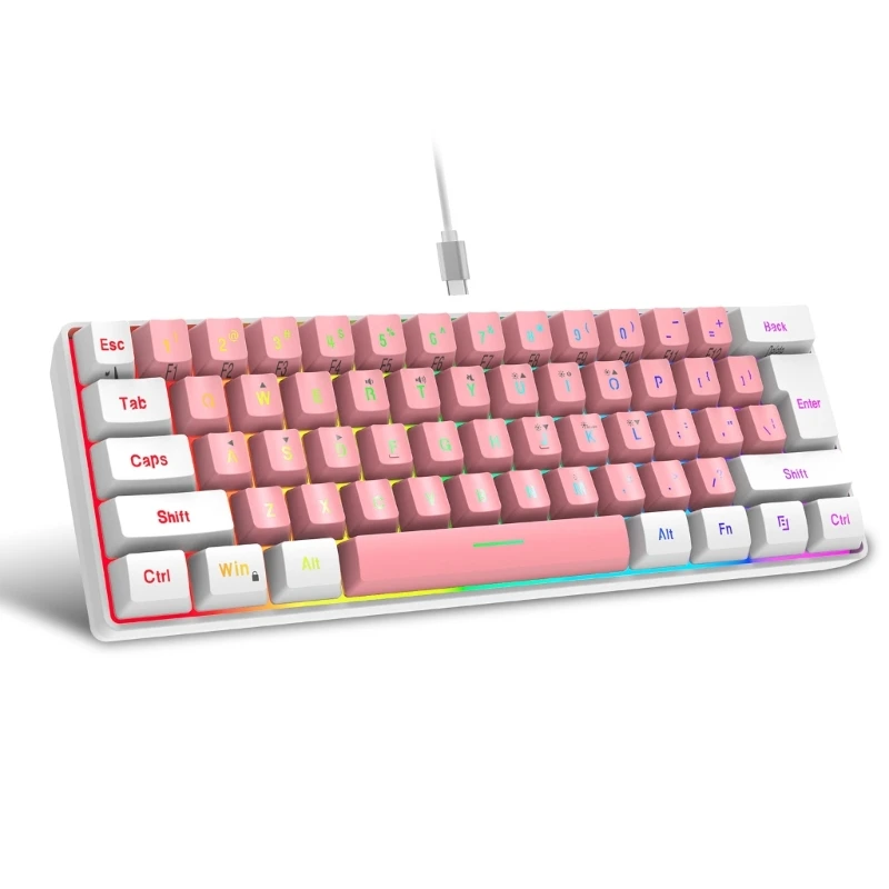 

Проводная игровая клавиатура с RGB-подсветкой, 61 клавиша, Проводная клавиатура, игровые аксессуары для ПК