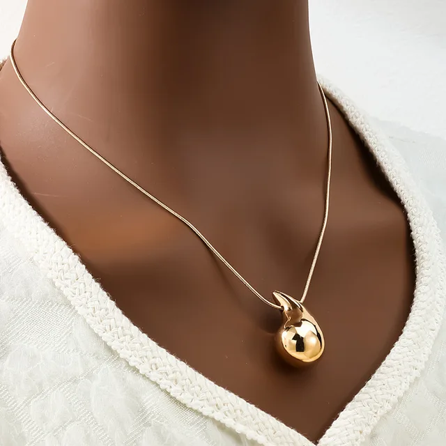 Water Drop Shape Jewelry Set 2 Pcs Necklace Stud Earrings For Women Gold Silver Color Zinc Alloy Simple Style Woman Jewelry Gift 5