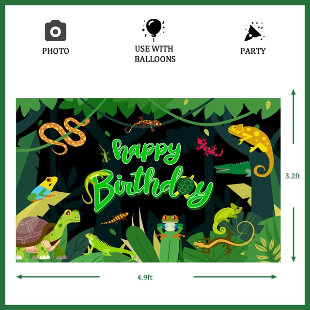 Happy Birthday Bannière pour Jungle Animaux Anniversaire Décoration, Forêt  Safari Anniversaire Décor pour Garçon Enfant Mur Photographie Toile de Fond  Décor de Anniversaire, 6 x 3,6 Pieds, Tissu