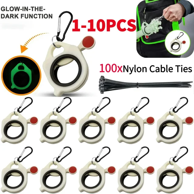 10-1 ชิ้นเรืองแสงสาย Tie Organizer ทนทานพลาสติกเครื่องมือแบบพกพา Tie ผู้ถือปฏิบัติสายไฟสายคล้อง Organizer 1