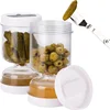 Pickles Jar With Forks Dry and Wet Dispenser Pickle Olives Hourglass Cucumber Container for Kitchen Juice Separator Tool 2