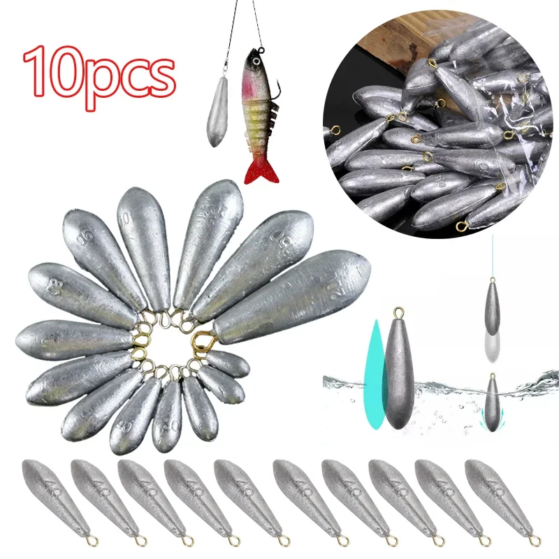 10 Stück Weidenblatt-Bleigewichte Sinker Angeln Hängender Ringführer Rafting Angelausrüstung 10 g/15 g/20 g/30 g/40 g/50 g für Süßwasser