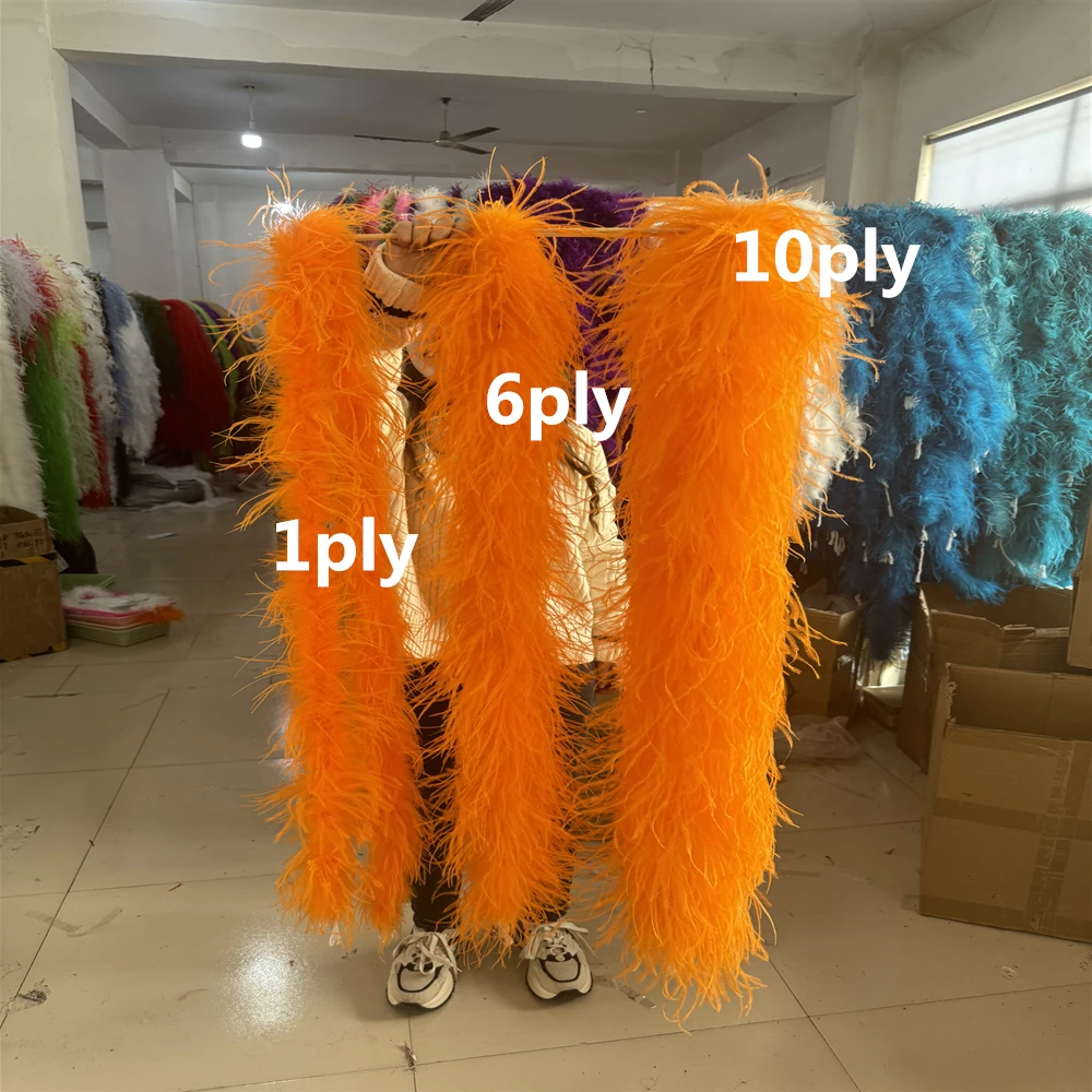 1 3 6 10 15PLY Boa Luxury Ostrich feather boa Scarf 2meters Natural Ostrich Feathers plumas boa for Party Wedding Dress Sewing