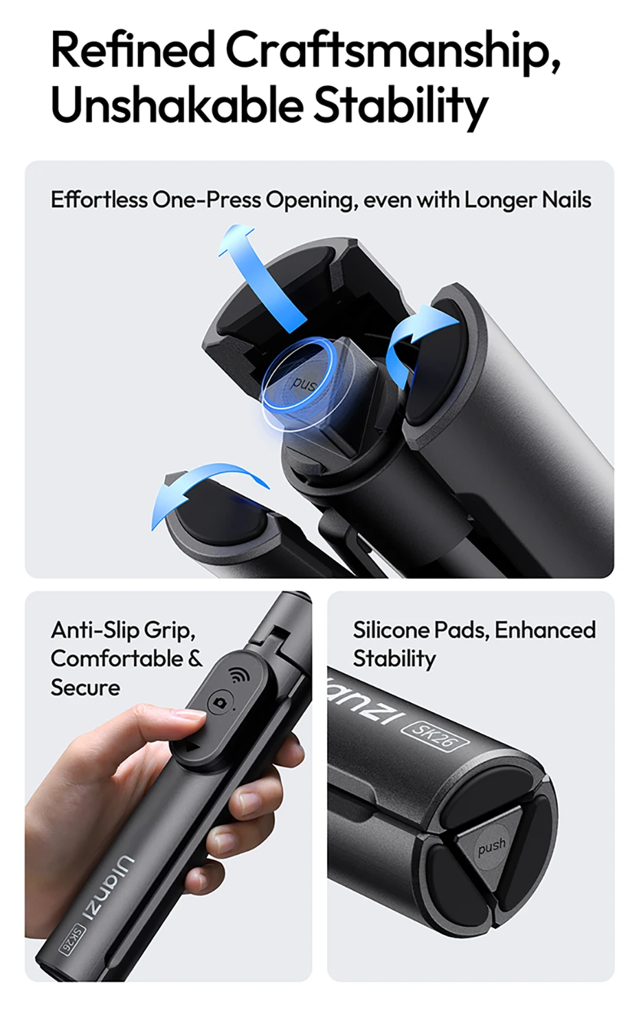 Ulanzi SK26 Portable Selfie Stick with Phone Holder description image 14