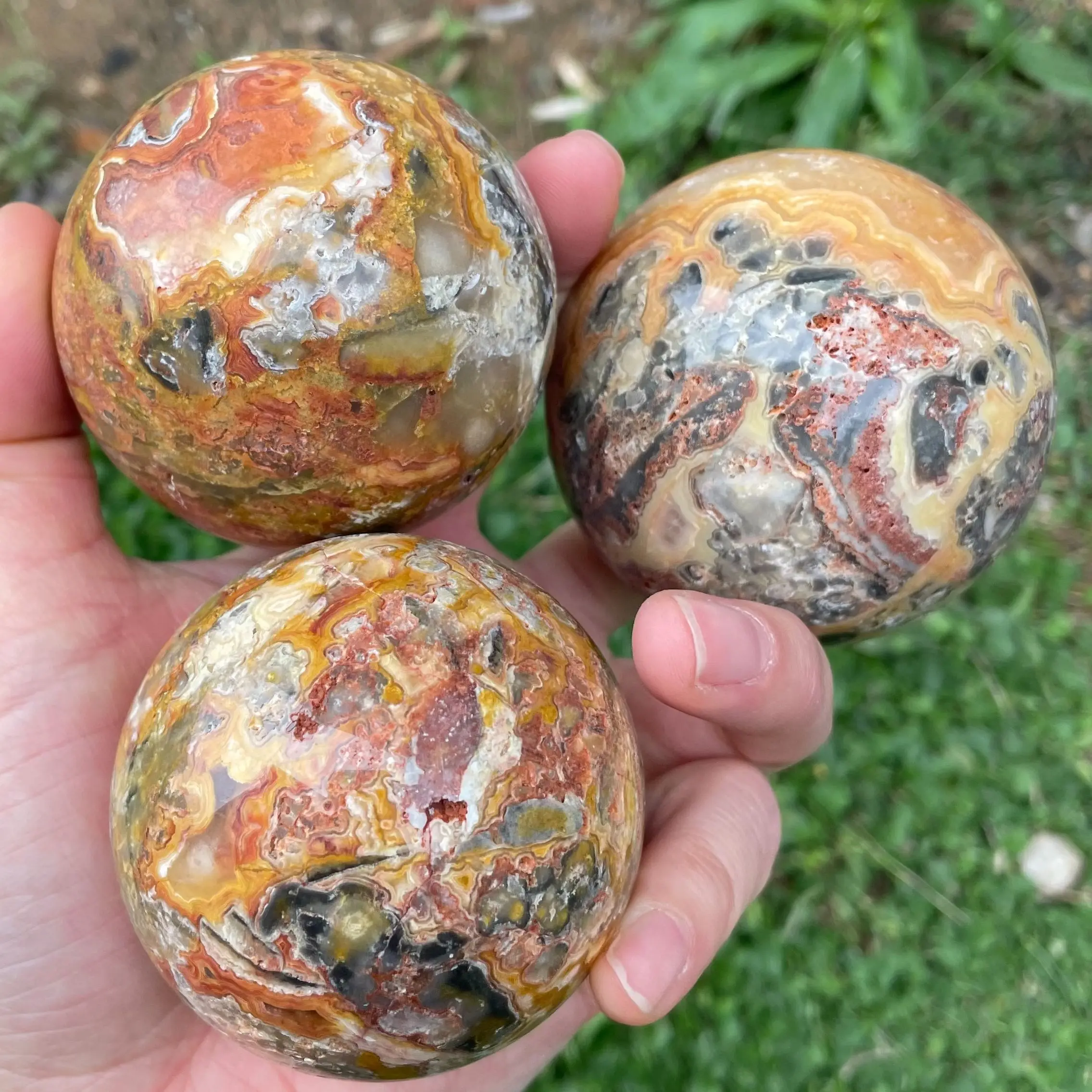 

Natural Mexico Crazy Lace Agate Ball Quartz Crystal Mineral Specimen Reiki Spiritual Healing Home Office Energy Gem Decoration