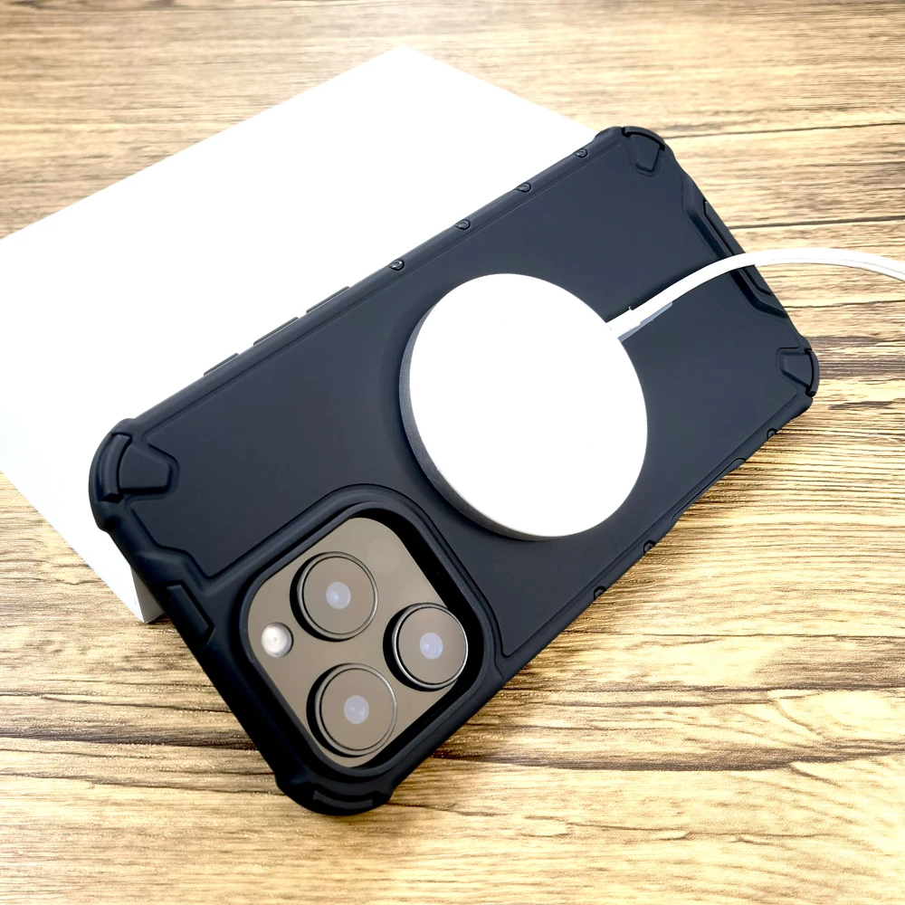 Luxury Shockproof Armor Matte Case For iPhone 17 16 15 14 13 12 Pro Max 16Pro 15Pro For Magsafe Mag Safe Wireless Charge Cover 5