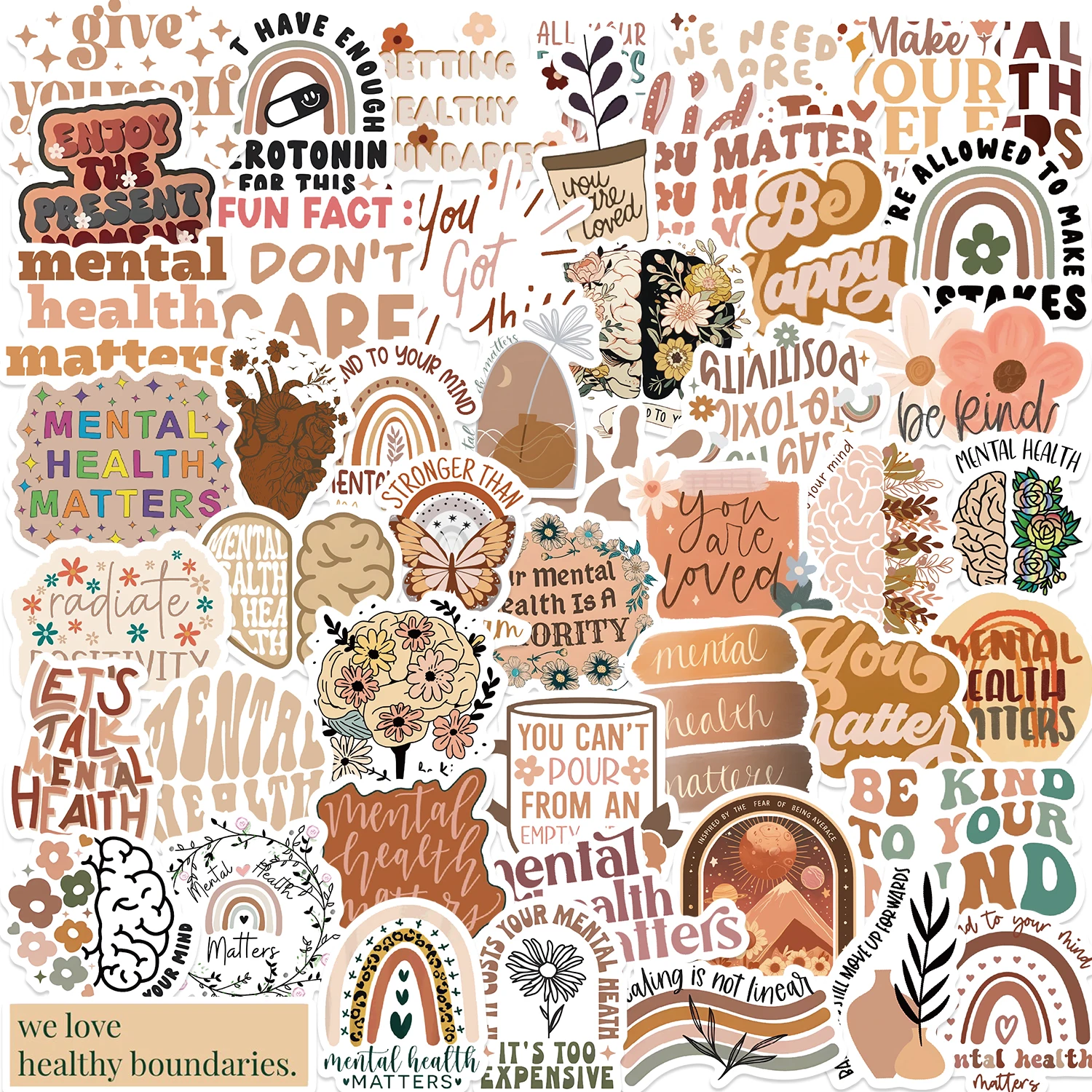 50pcs Bohemian Style Mental Health Graffiti Stickers For Laptop Phone ...