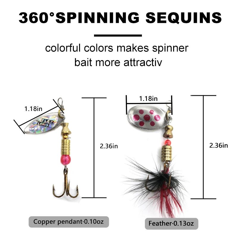 thumbnail image 2 of 10pcs Bass Fishing Lure, Fishing Spoons Metal Lures Kit With Hook Tackle Box 2 of 11