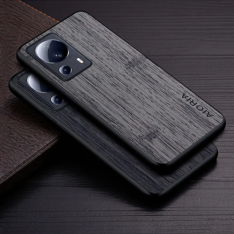 Custodia Per Xiaomi 13 Lite 5G Funda Bamboo Wood Pattern Leather Luxury Coque Per Xiaomi 13 Lite Case Cover