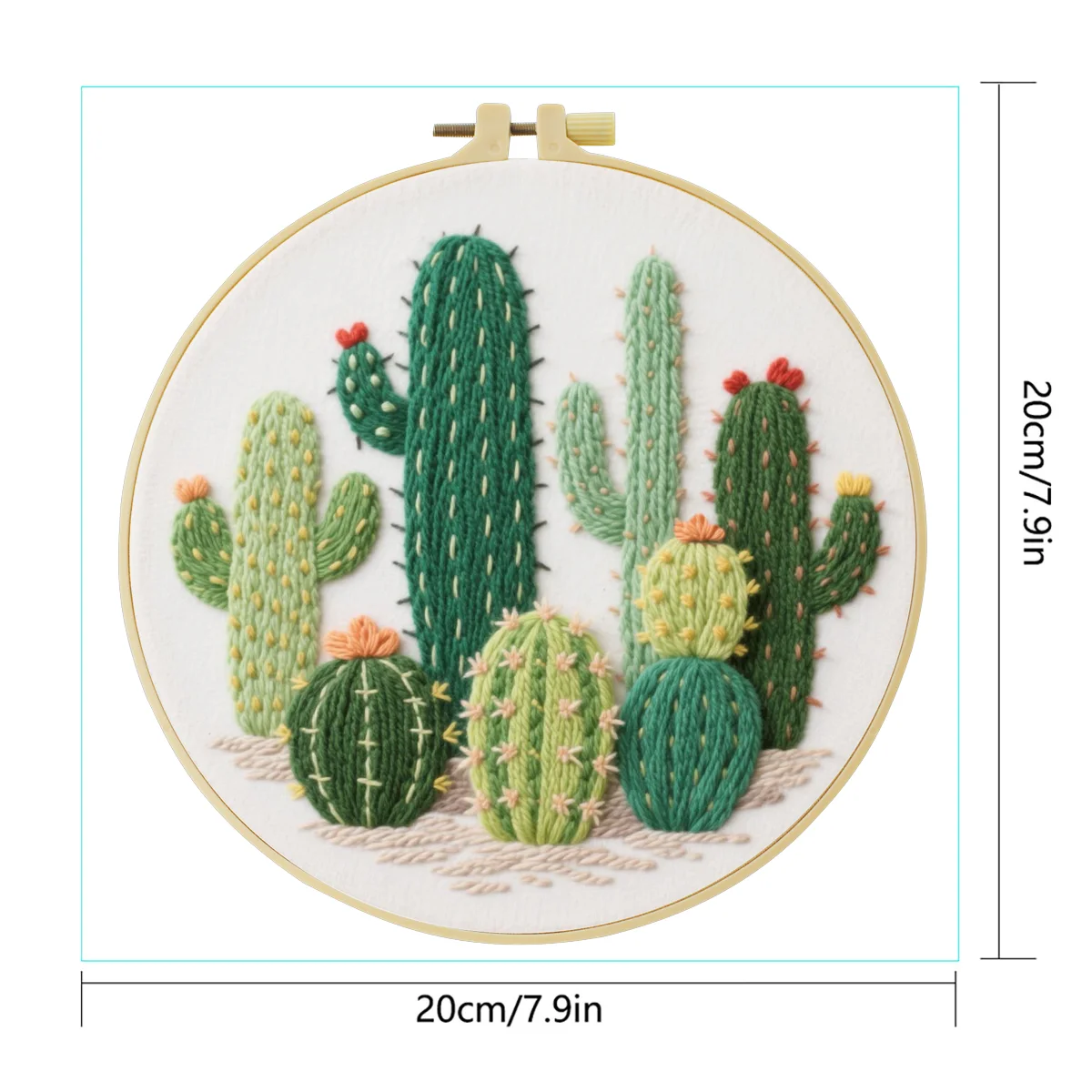 1 Stück 20X20CM/15X15CM Kaktus-Stickerei-Starter-Set DIY Kreuzstich-Nähkunst als Geschenk