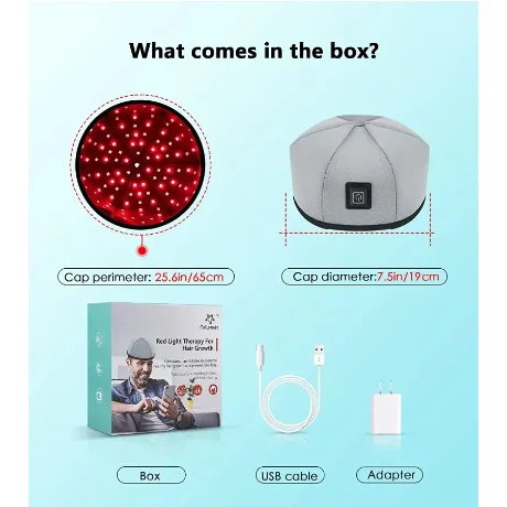 Red Light Hair Regrowth Cap Rechargeable Hair Regrowth and Care Instrument Infrared Scalp Therapy Cap for Loss People