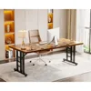 Executive Desk with USB Ports, Large Computer Desk with Extra Thick, Long Mordern Office Desk, 1