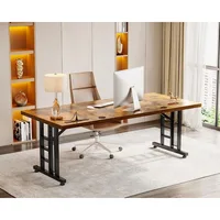 Executive Desk with USB Ports, Large Computer Desk with Extra Thick, Long Mordern Office Desk, 1