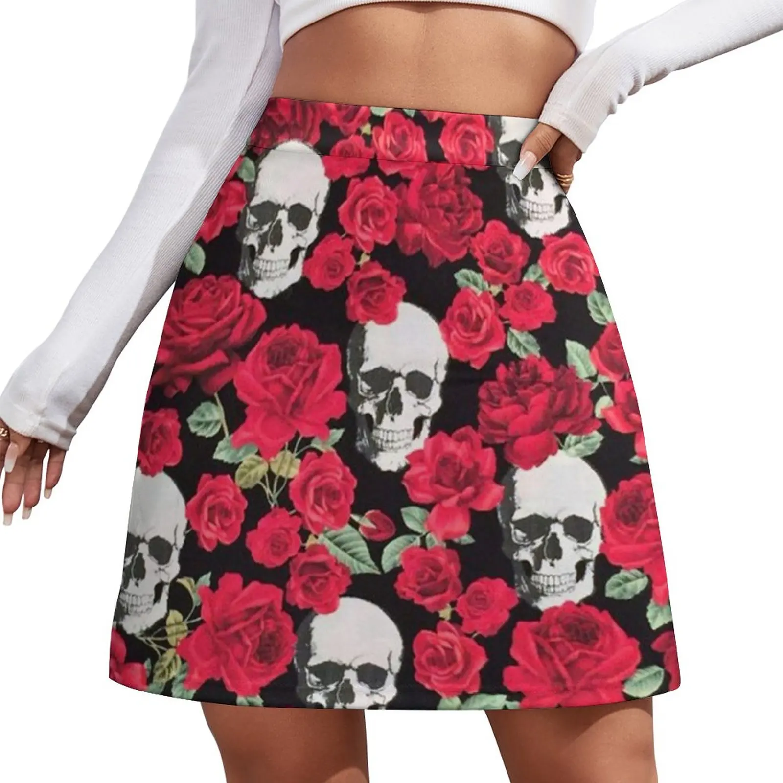 Skull & Roses Mini Skirt dresses for prom Short women′s skirts womens skirts