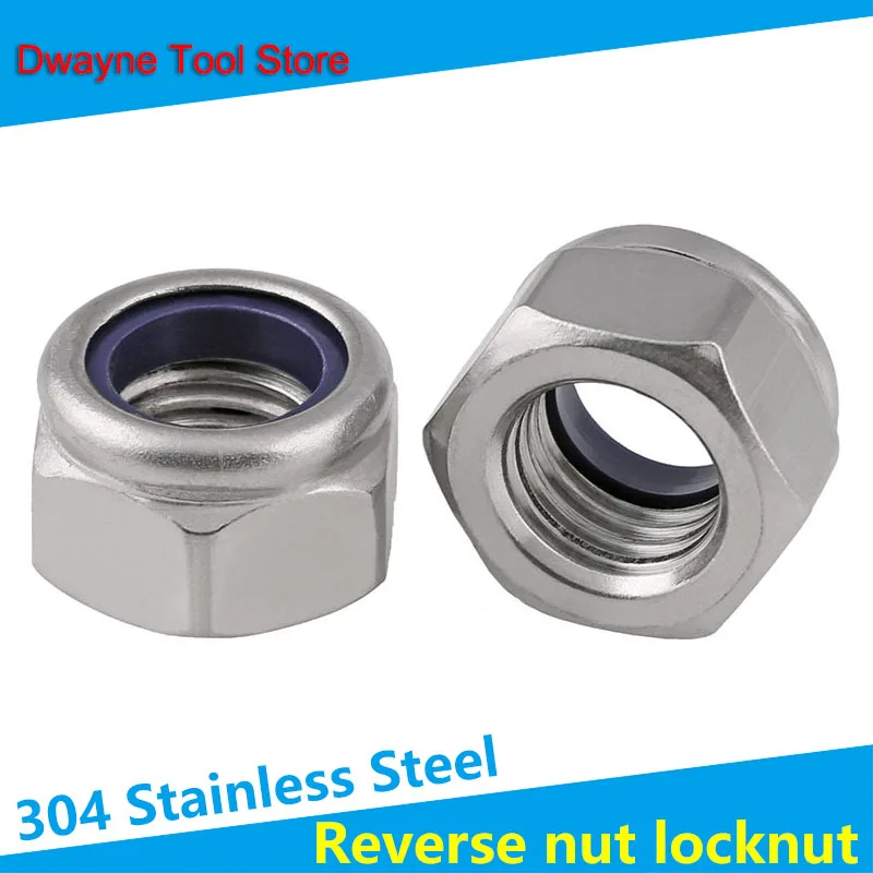 

304 stainless steel Reverse nut lock antiskid self-locking locking Left M2-M20 10PCS
