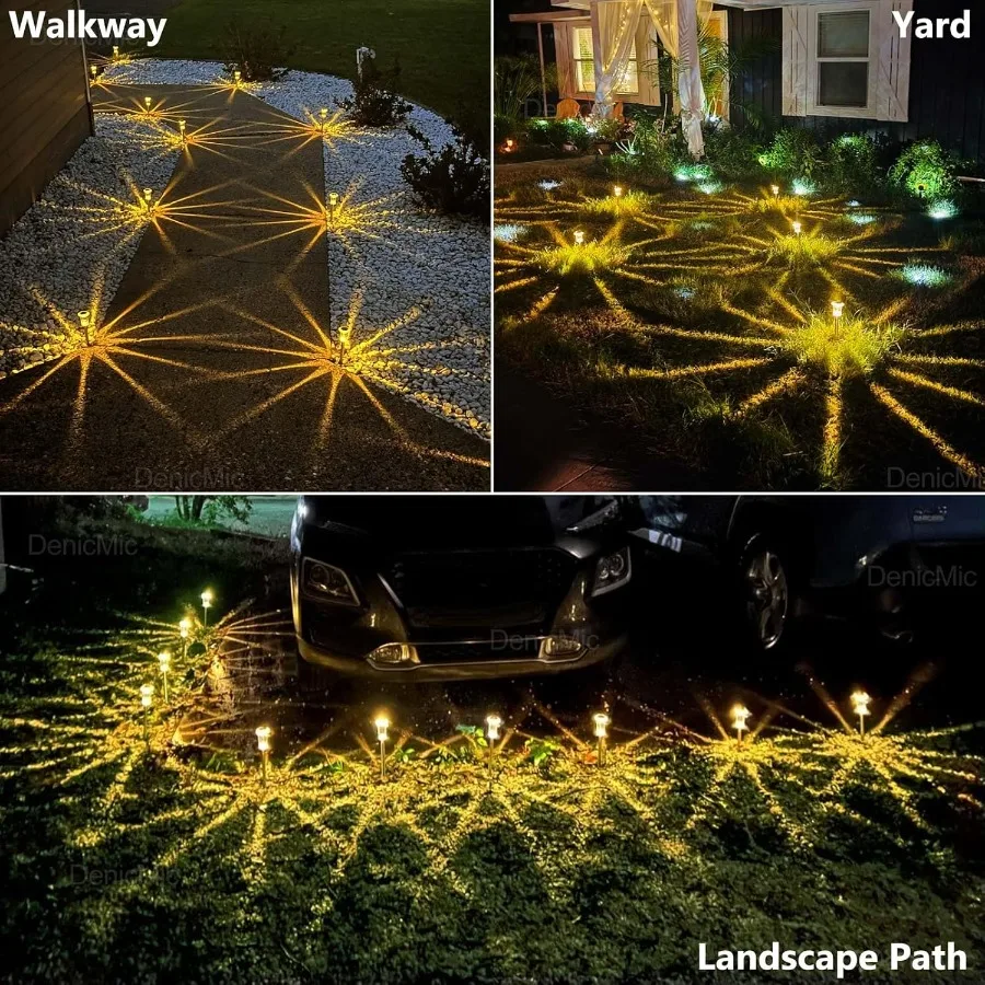 Solar Lights Outdoor 10 Pack Waterproof 3000K Warm White LED Acrylic Lamp Head Stainless Steel Stake for Landscape Lighting Pat